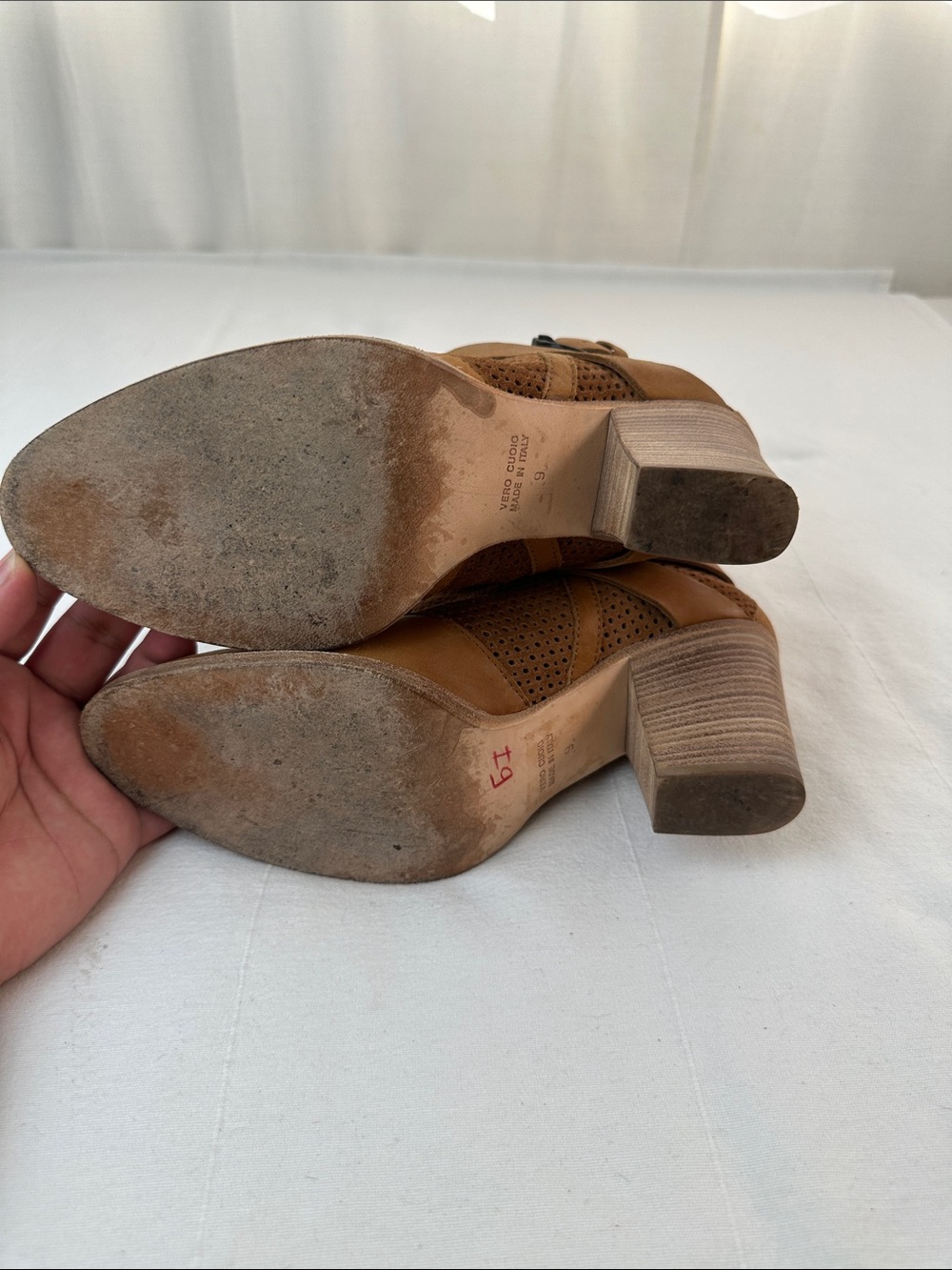 Aquatalia Cognac Perforated Leather Ankle Booties - Picture 7 of 7